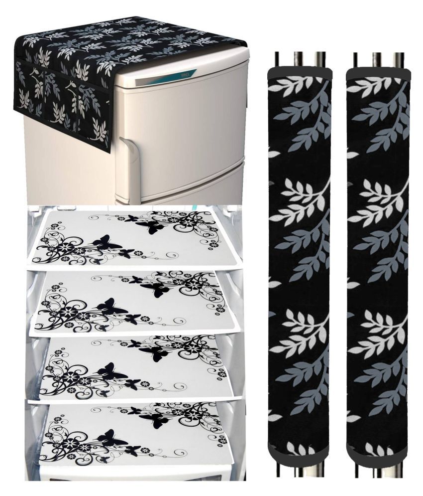     			Shaphio Set of 7 Polyester Black Fridge Top Cover