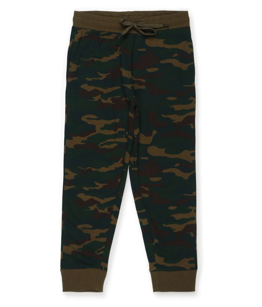 Urbano Juniors Boy's Slim Fit Camouflage Printed Cotton Jogger Track Pants Stretch