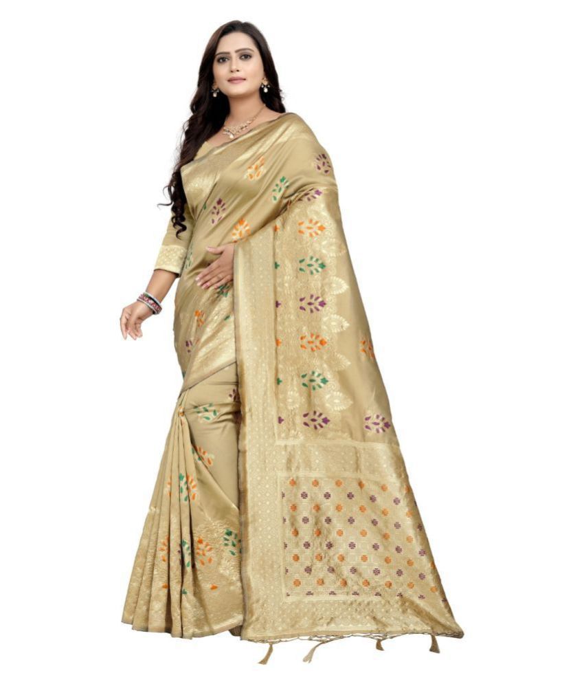 NENCY FASHIONS Yellow Banarasi Silk Saree -
