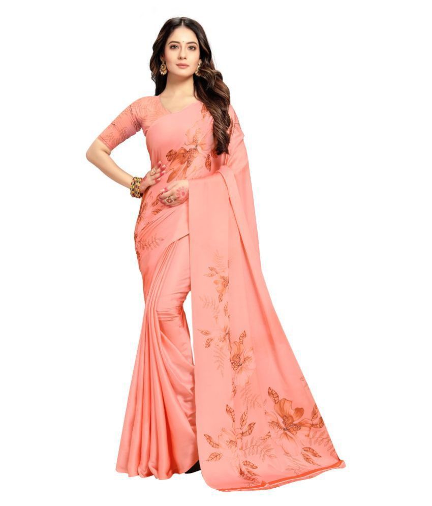     			Rekha Maniyar Satin Saree With Blouse Piece - Orange ( Pack of 1 )