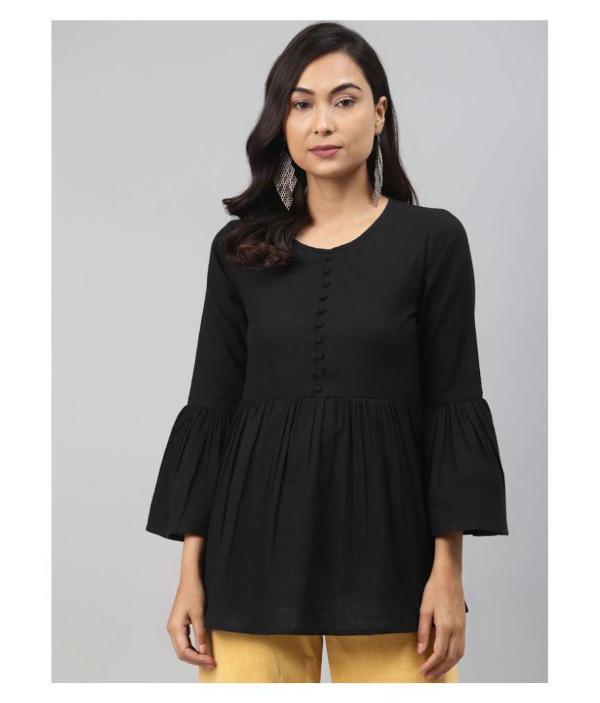     			Yash Gallery - Black Cotton Women's Empire Top ( Pack of 1 )