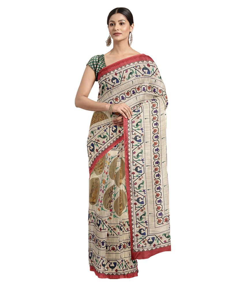     			Aarrah Beige Silk Blends Saree - Single