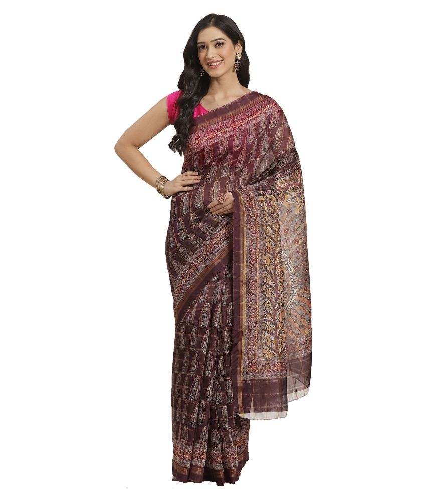     			Aarrah Maroon Silk Blends Saree - Single