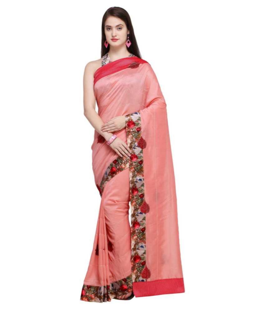     			Aarrah Pink Polyester Saree - Single