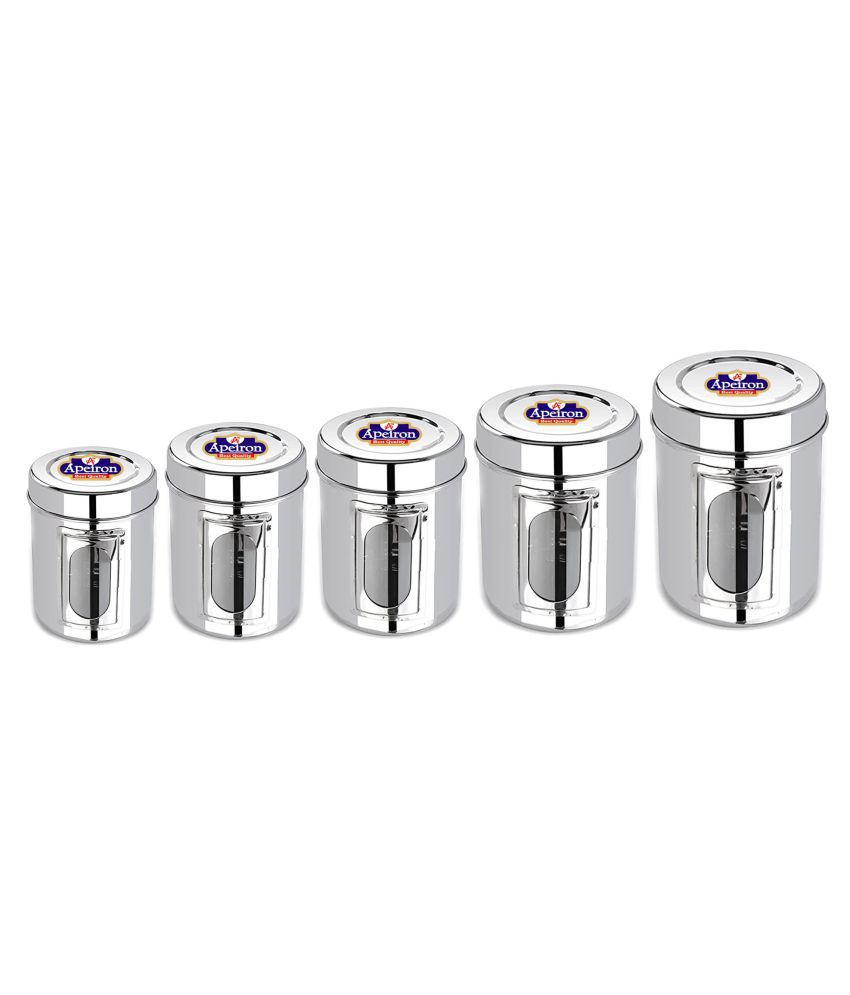    			APEIRON See Through dabba Steel Food Container Set of 5 7900 mL