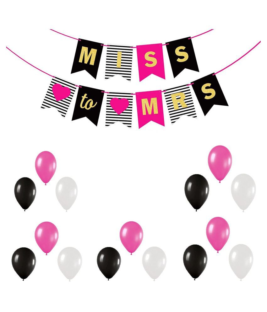     			Miss to Mrs Banner Bunting, Decoration and Photo Prop for Bridal Shower, Bachelorette Party, & Wedding Party (Banner and Balloon)