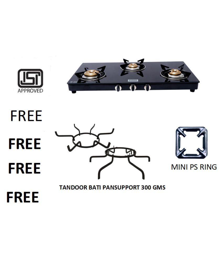 GOODFLAME 3 BURNER MS STAR (R) GAS STOVE WITH BRASS BURNER Price in
