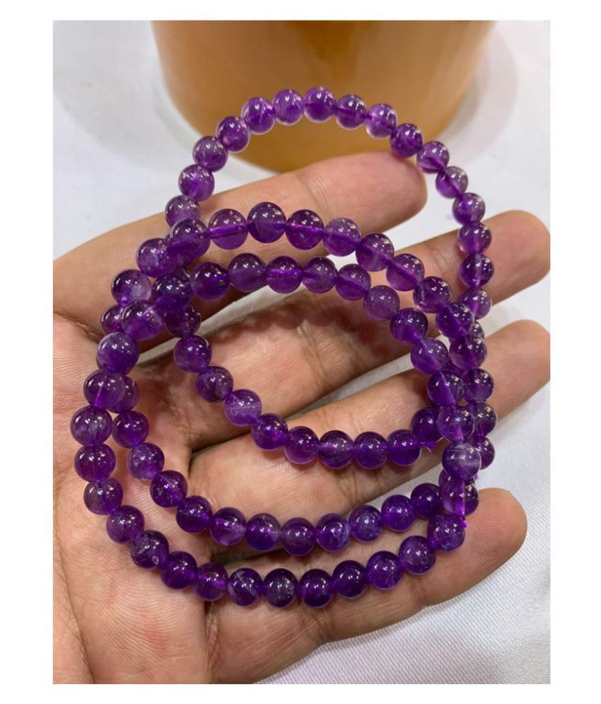     			6mm Purple Amethyst Star Quality Natural Agate Stone Bracelet