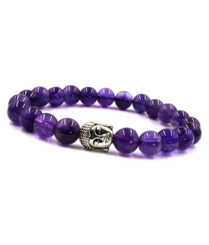     			8mm Purple Amethyst With Buddha Natural Agate Stone Bracelet