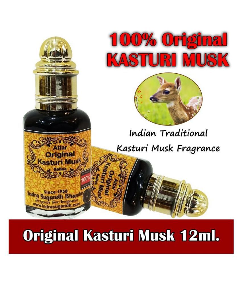     			INDRA SUGANDH BHANDAR Attar For Men|Religious Use Pure & Original Kasturi Rich & Divine Musk Long Lasting Fragrance 12ml Rollon Pack