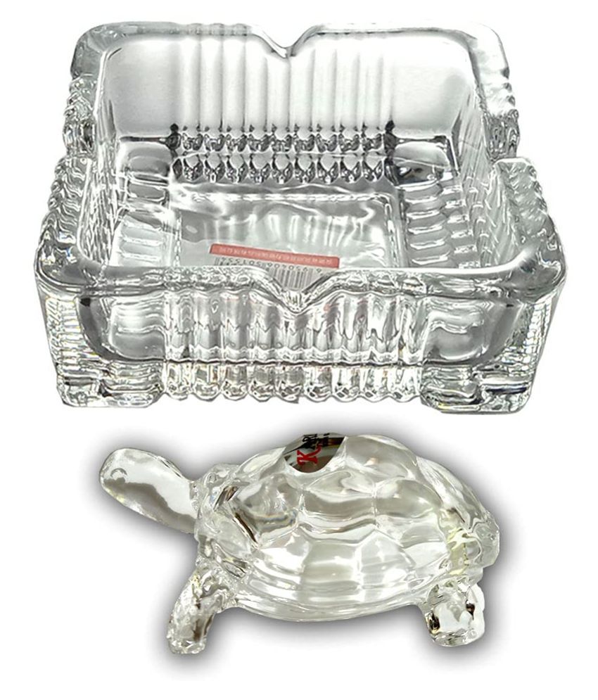     			Hometales Crystal Feng Shui Tortoise With Plate For Vastu And Good Luck Figurine