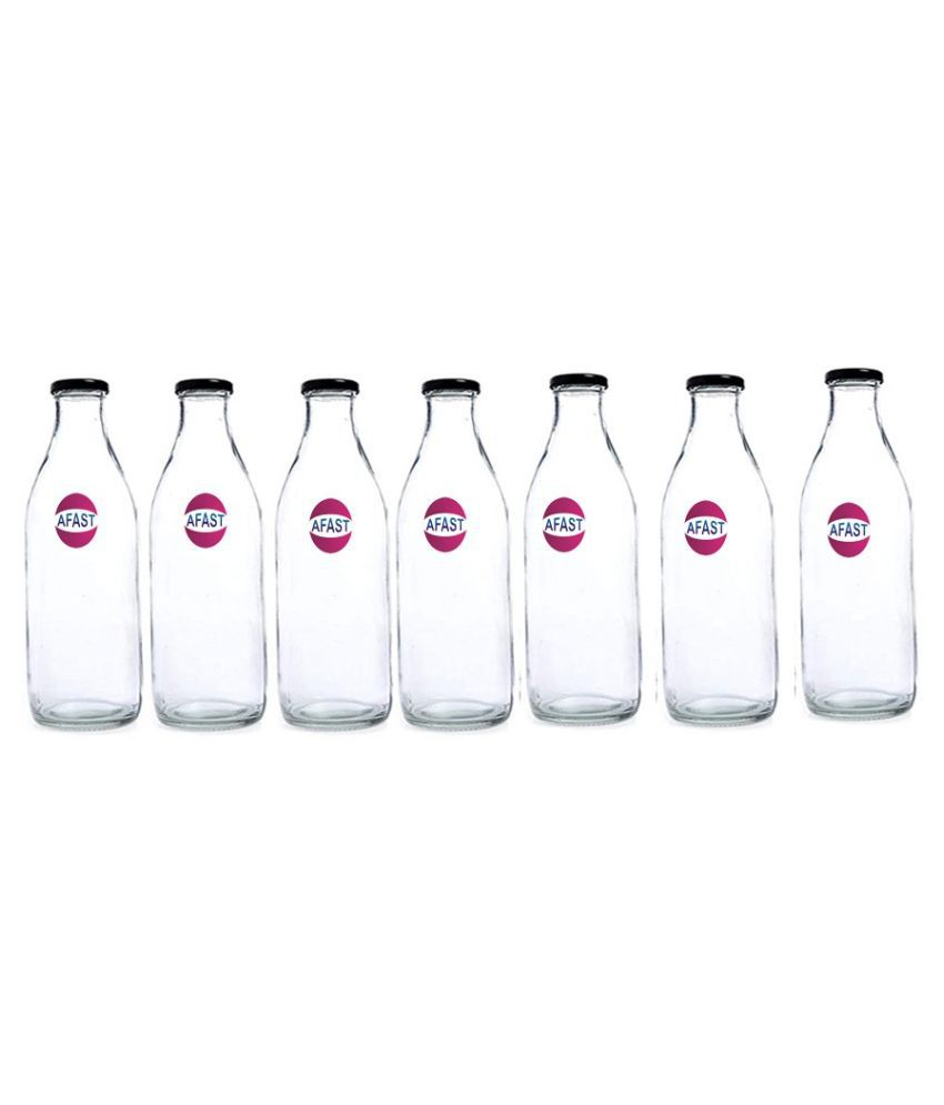     			Somil Glass Storage Bottle, Transparent, Pack Of 7, 1000 ml