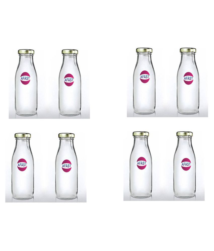     			Somil Glass Storage Bottle, Transparent, Pack Of 8, 300 ml