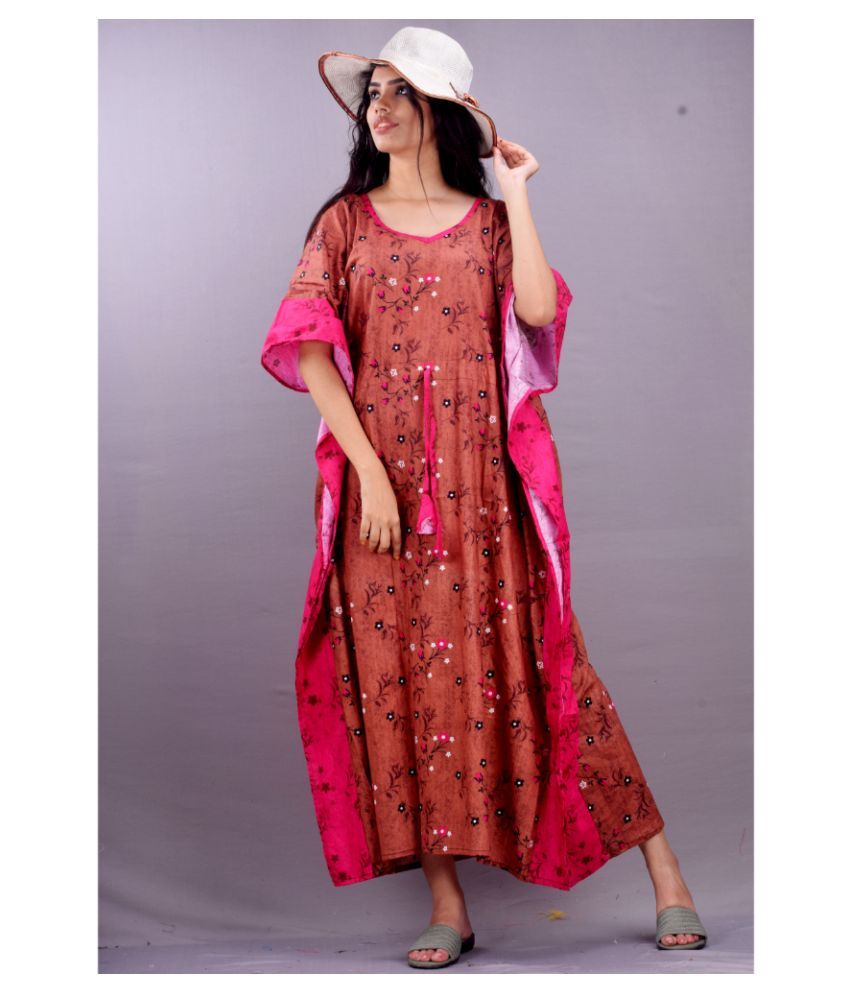     			CLYMAA Rayon Nighty & Night Gowns - Pink