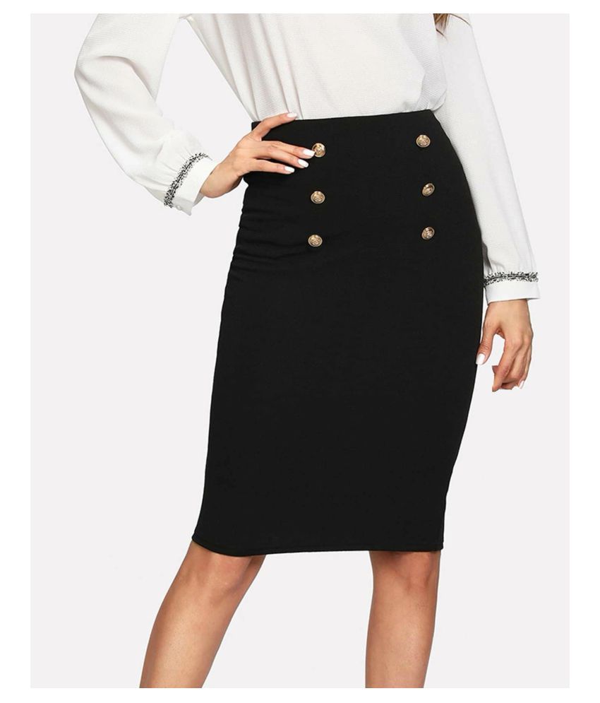     			Addyvero Cotton Lycra Pencil Skirt - Black Single