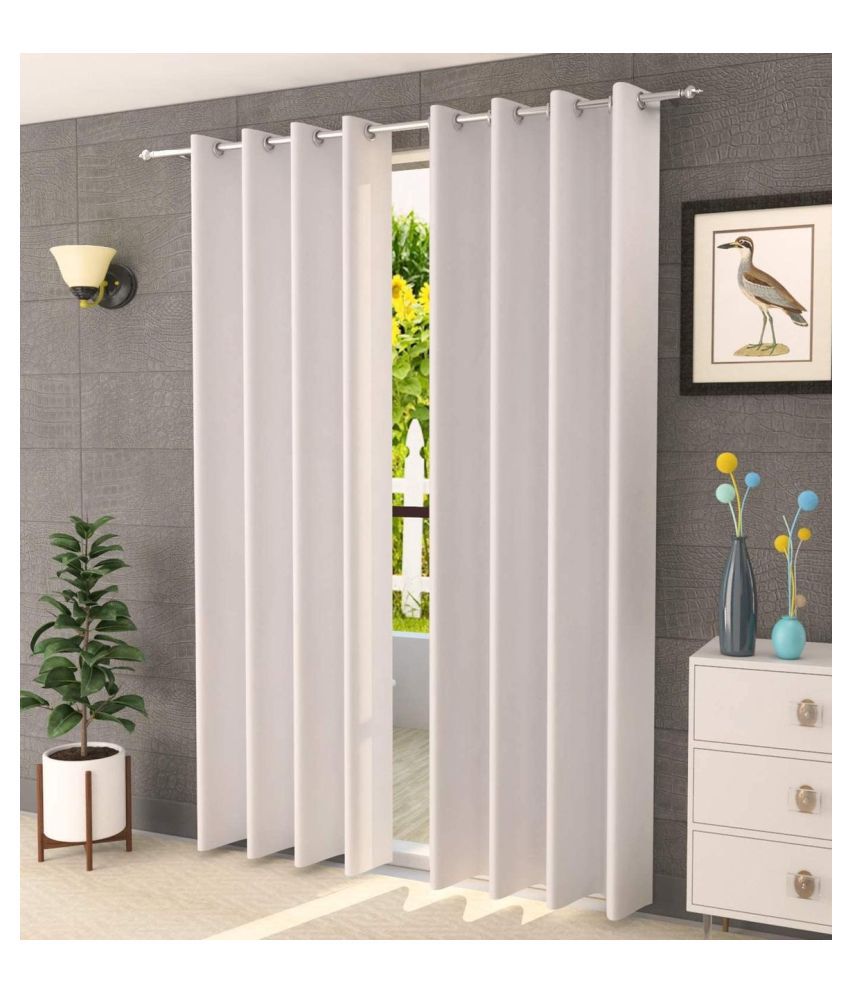    			Koli collections Set of 2 Door Semi-Transparent Eyelet Polyester White Curtains ( 213 x 152 cm )