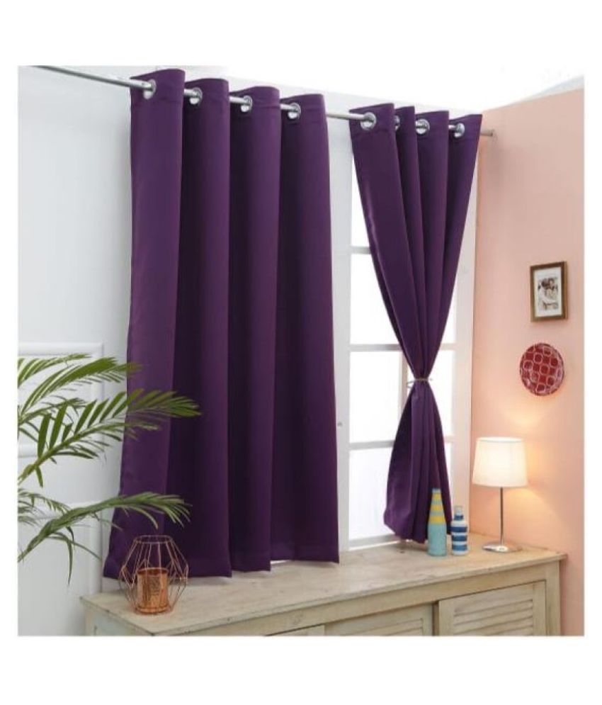     			Koli collections Set of 2 Door Semi-Transparent Eyelet Polyester Purple Curtains ( 213 x 152 cm )