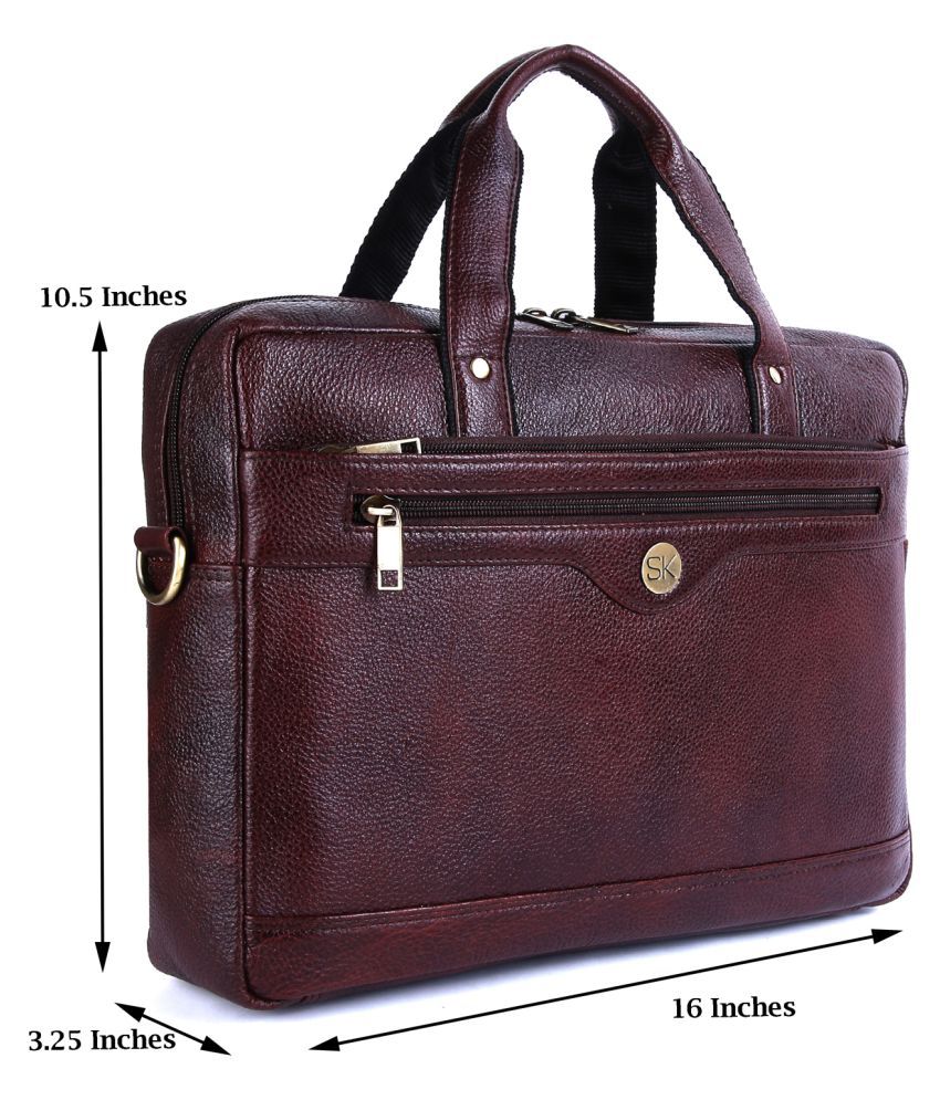 SK TRADER SK-A66.BR Brown Leather Office Bag