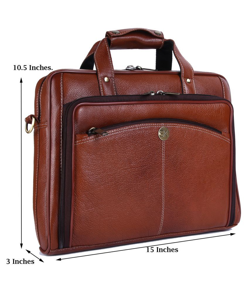 SK TRADER SK-A77.ZB Brown Leather Office Bag