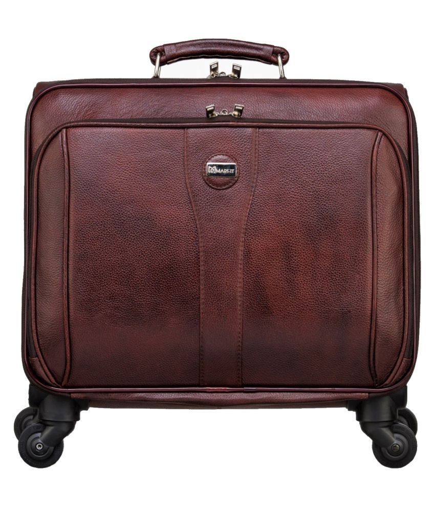 Marfit Brown Leather Trolley Backpack 
