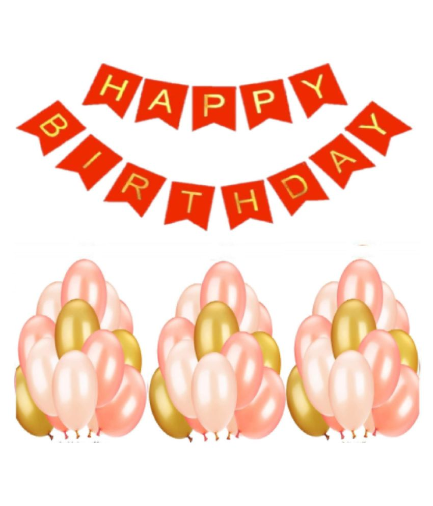     			Blooms Event HBD Red Banner and Amazing  Metallic Balloon combo set ( Pack  of 21 )