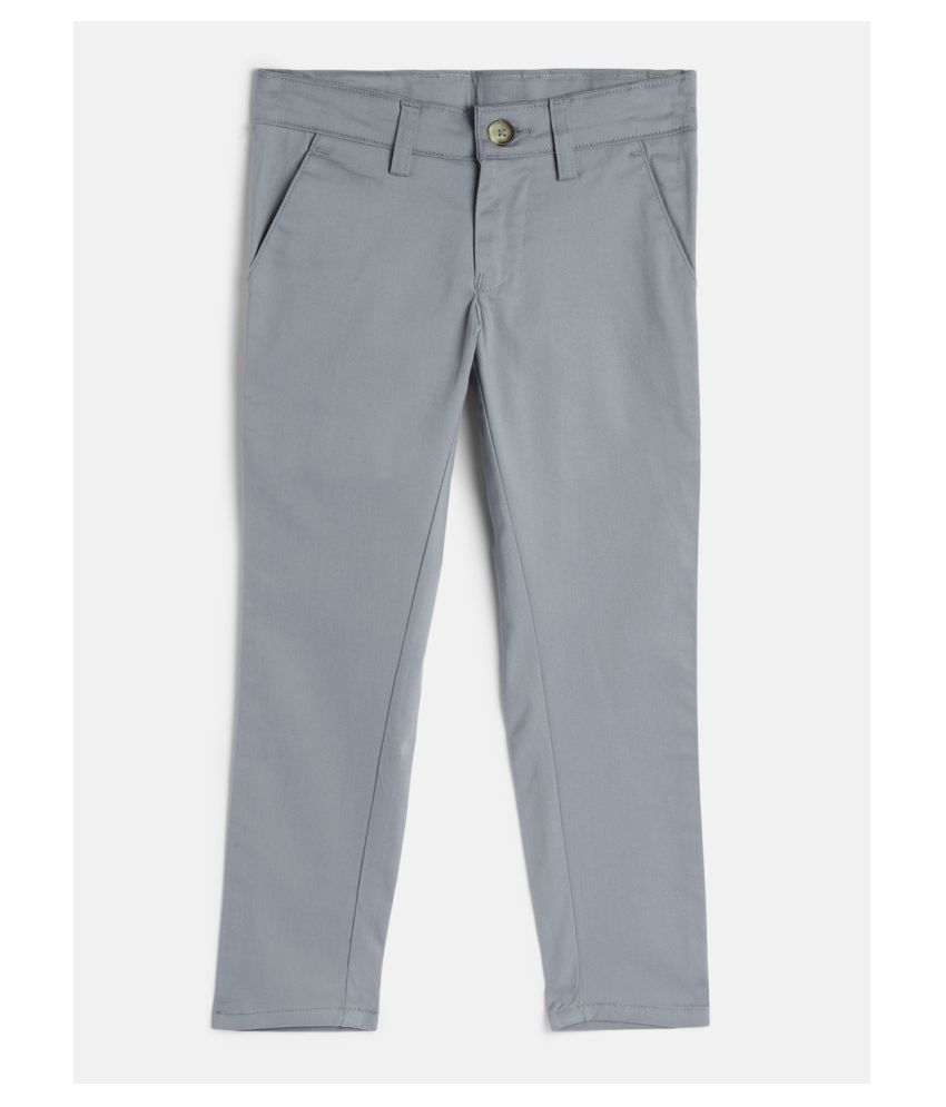     			Urbano Juniors Boy's Light Blue Slim Fit Solid Chino Trouser Stretch