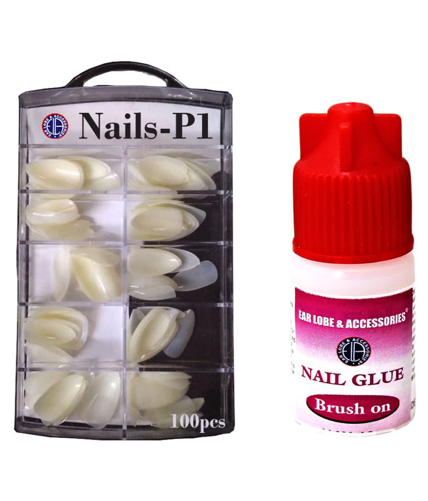 Buy Ear Lobe & Accessories French Acrylic False Artificial Nails P1 (  100pcs ) with small nail glue French Nail Kit 0  Online at Best Price  in India - Snapdeal