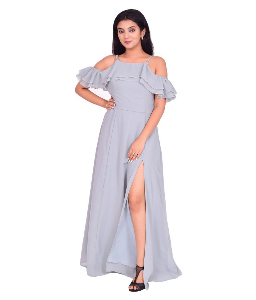     			NUEVOSDAMAS Grey Georgette Gown - Single