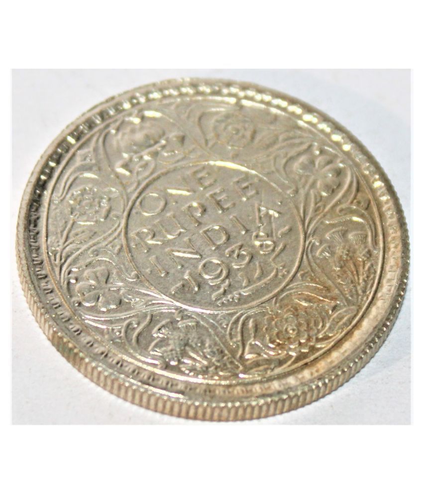    			1 RUPEE 1938 - KING GEORGE VI BRITISH INDIA RARE SILVERPLATED COIN