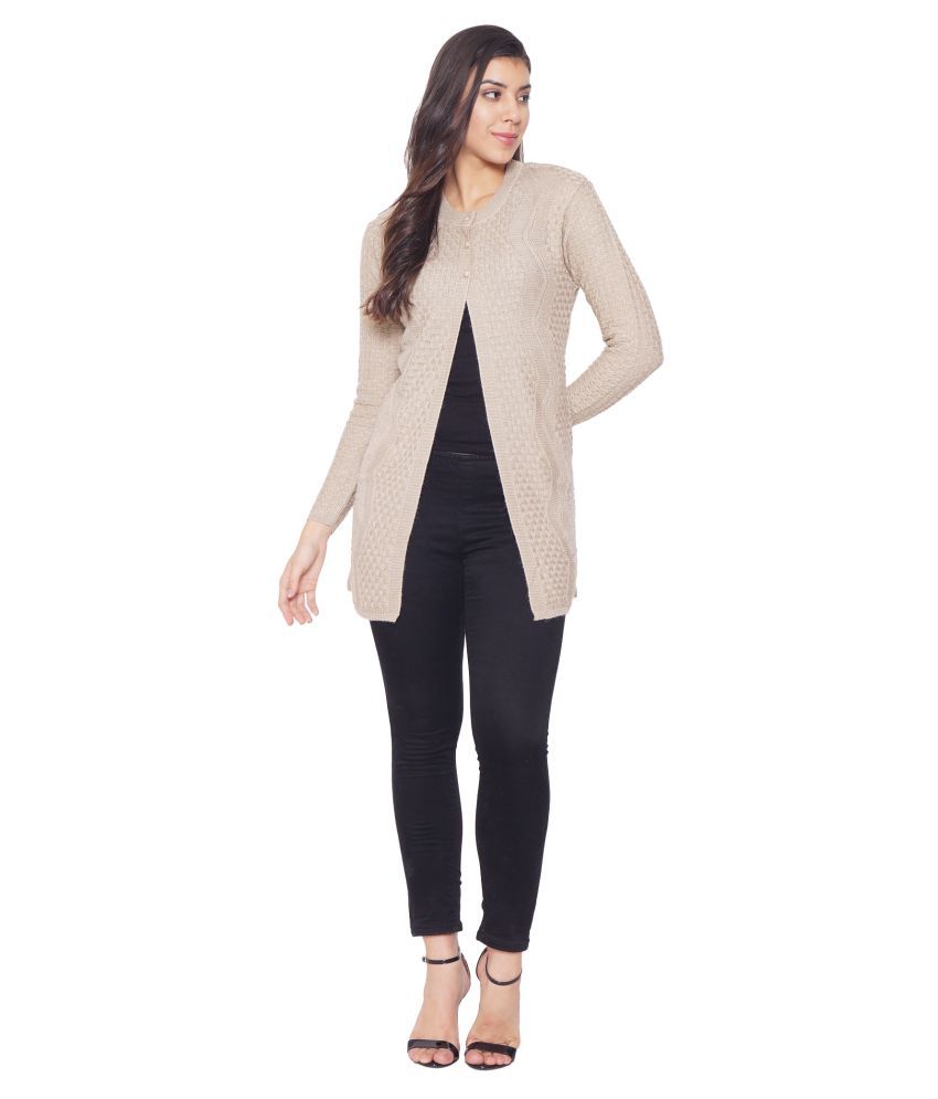     			Clapton Acrylic Beige Buttoned Cardigans -