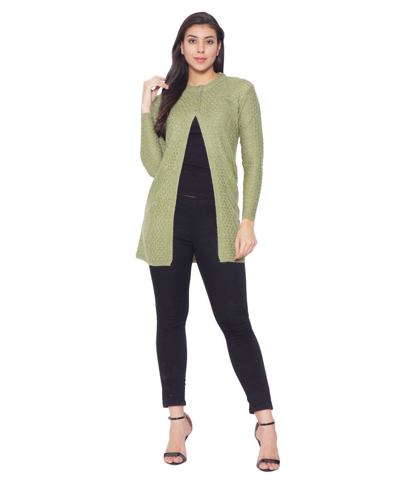     			Clapton Acrylic Green Buttoned Cardigans -