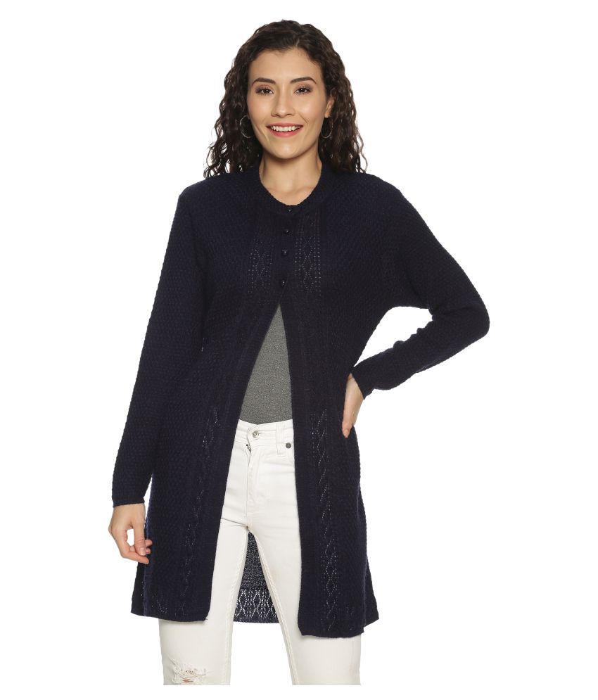     			Clapton Acrylic Navy Buttoned Cardigans -