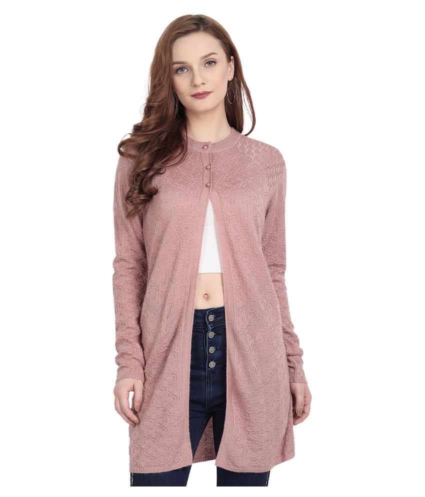     			Clapton Acrylic Pink Buttoned Cardigans -
