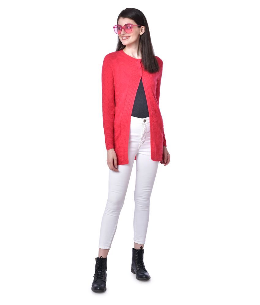     			Clapton Acrylic Red Buttoned Cardigans -