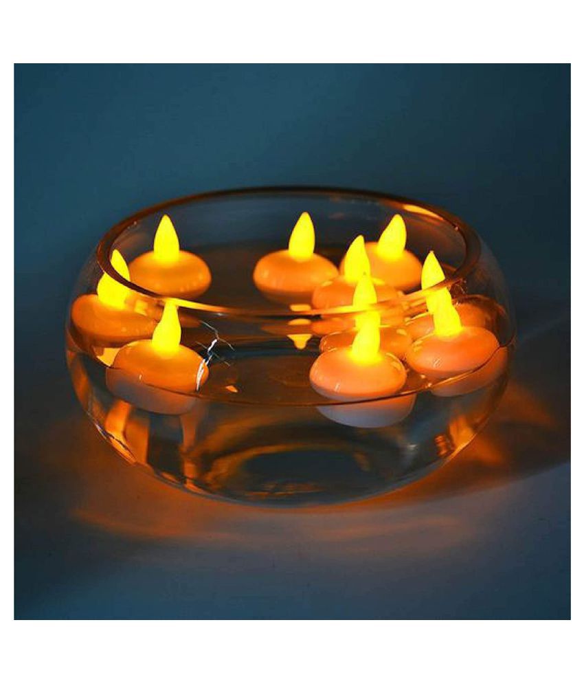 thrifkart FLOTING LED CANDLES LED Candle Yellow - Pack of 12