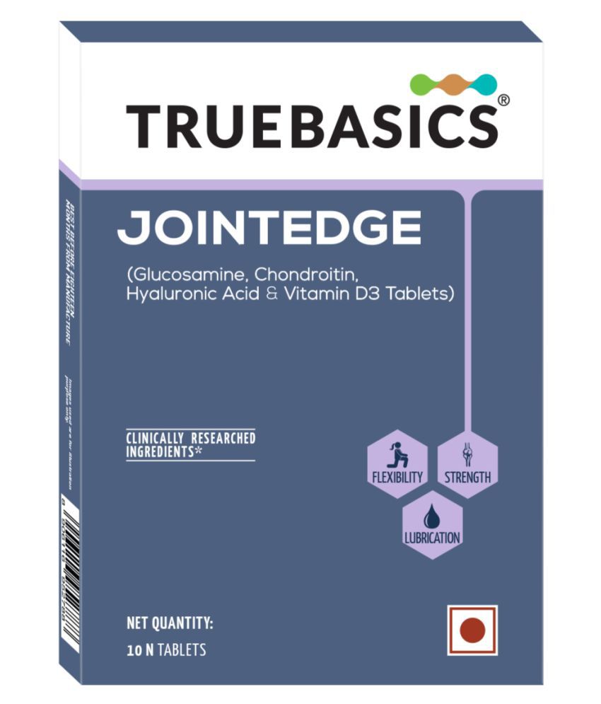 TrueBasics Jointedge, Joint Support Supplement, Contains Glucosamine, Chondroitin, Hyaluronic Acid & Vitamin D3, For Bone Strength, Joint Flexibility & Mobility, 10 Tablets