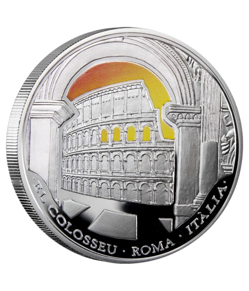     			10 Diners - Wonders of Colosseum, Les Meravelles Del Mon (Andorra) Non-Circulated Extremely Rare Silverplated Coin