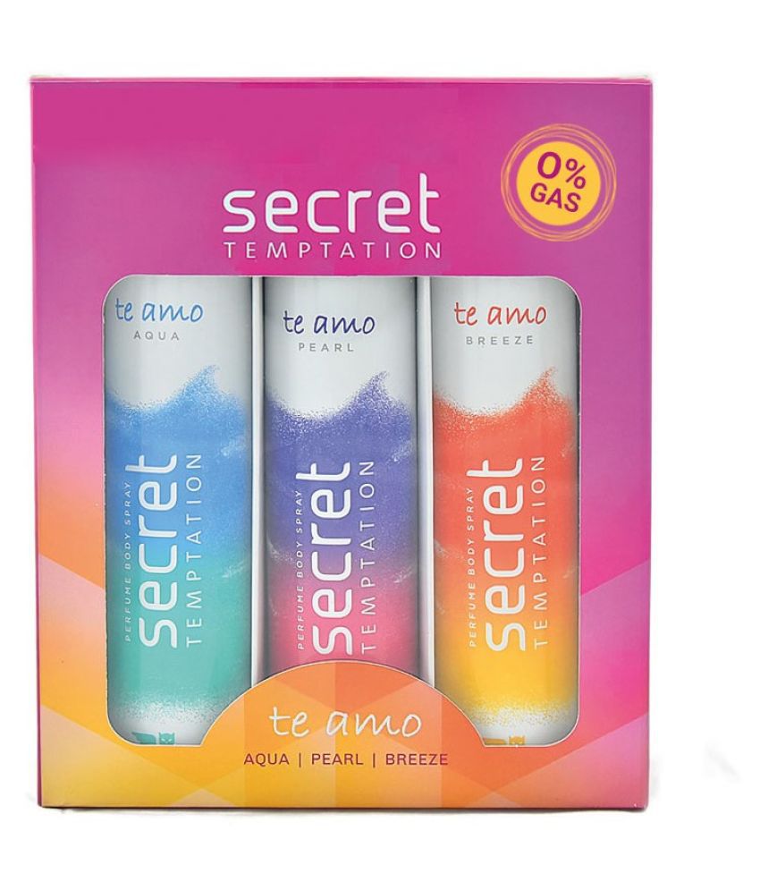     			secret temptation Te Amo Aqua, Breeze and Pearl No Gas Perfume Body Spray Combo Perfume Body Spray - For Women (360 ml, Pack of 3)