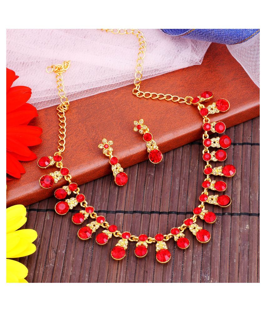     			Sukkhi Alloy Red Traditional Necklaces Set Collar