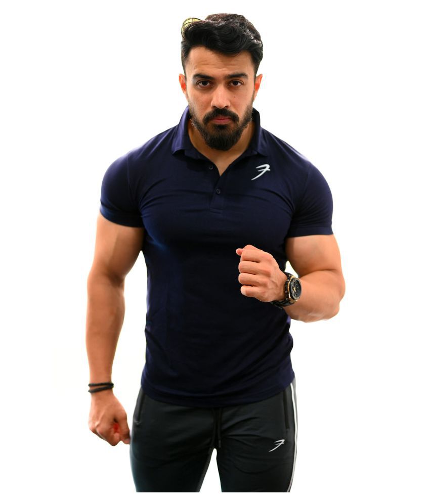     			Fuaark - Navy Cotton Slim Fit Men's Sports Polo T-Shirt ( Pack of 1 )