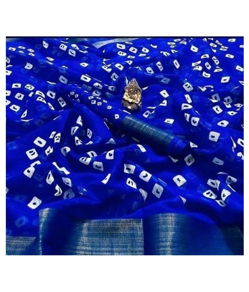     			Grubstaker Blue Cotton Saree - Single