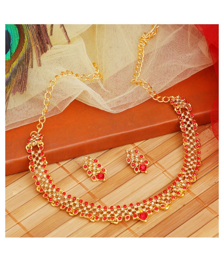     			Sukkhi Alloy Red Traditional Necklaces Set Collar