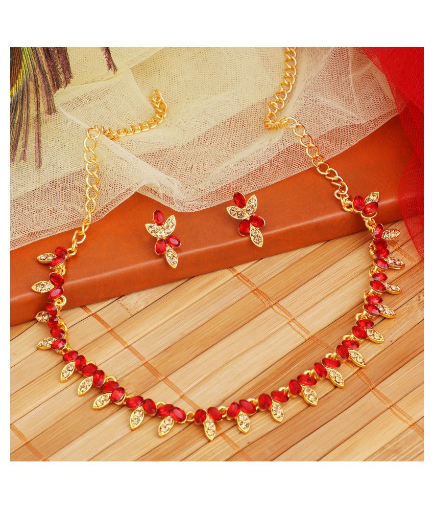     			Sukkhi Alloy Red Traditional Necklaces Set Collar