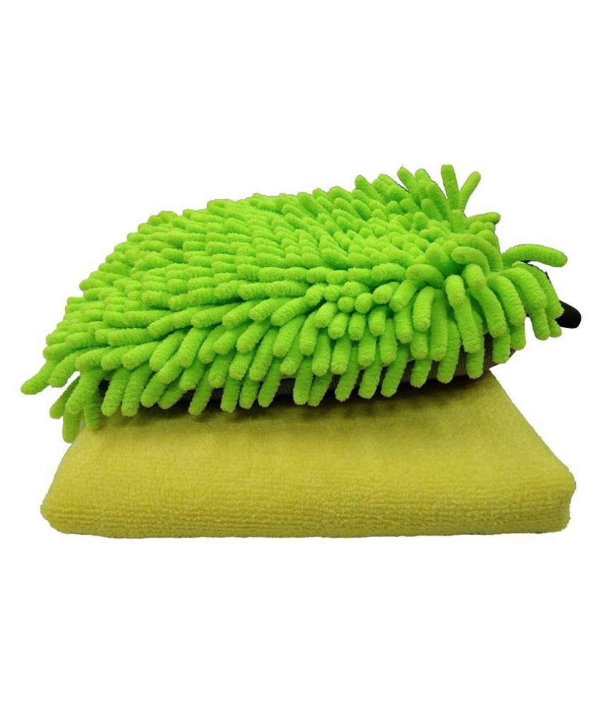     			SOFTSPUN Microfiber Chenille & Single-Side Gloves 1700 GSM  with Towel 340 GSM, 2 Piece Combo Multicolour, Multi-Purpose Super Absorbent and Perfect Wash Clean with Lint-Scratch Free Car, Dusting!