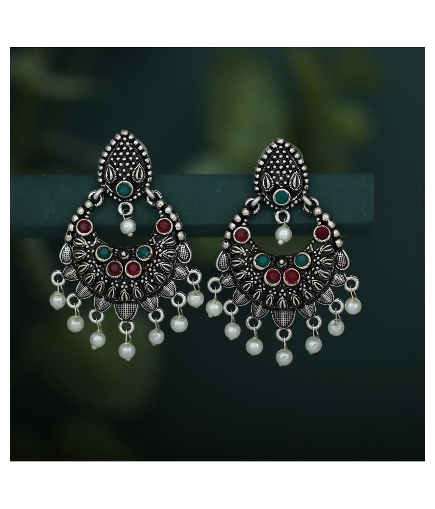     			Sukkhi Brilliant Oxidised Pearl Chandbali Earring For Women