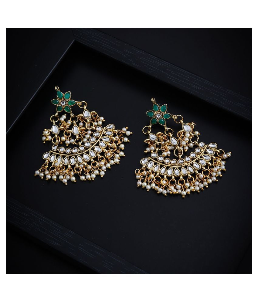     			Sukkhi Excellent Kundan Gold Plated Pearl Chandelier Earring for Women