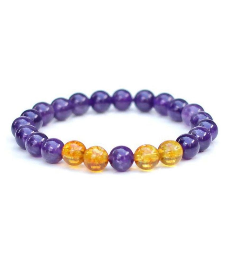     			8 mm Purple Amethyst and Yellow Citrine Natural Agate Stone Bracelet
