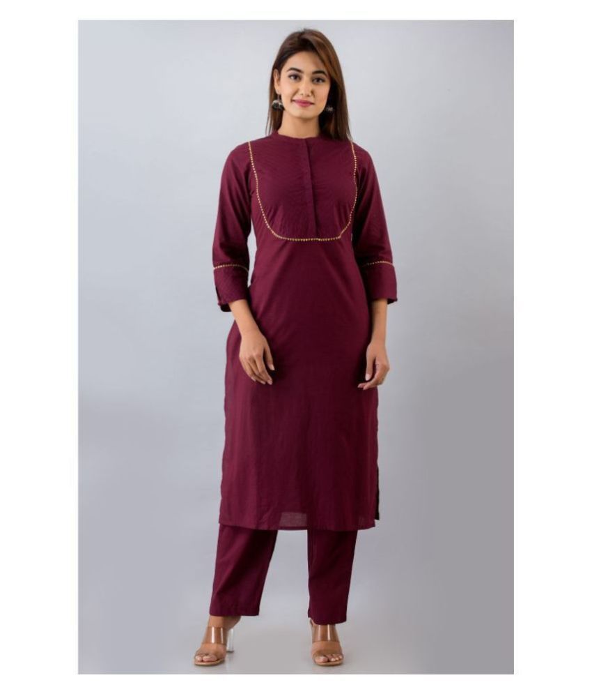     			FabbibaPrints Cotton Kurti With Pants - Stitched Suit Single