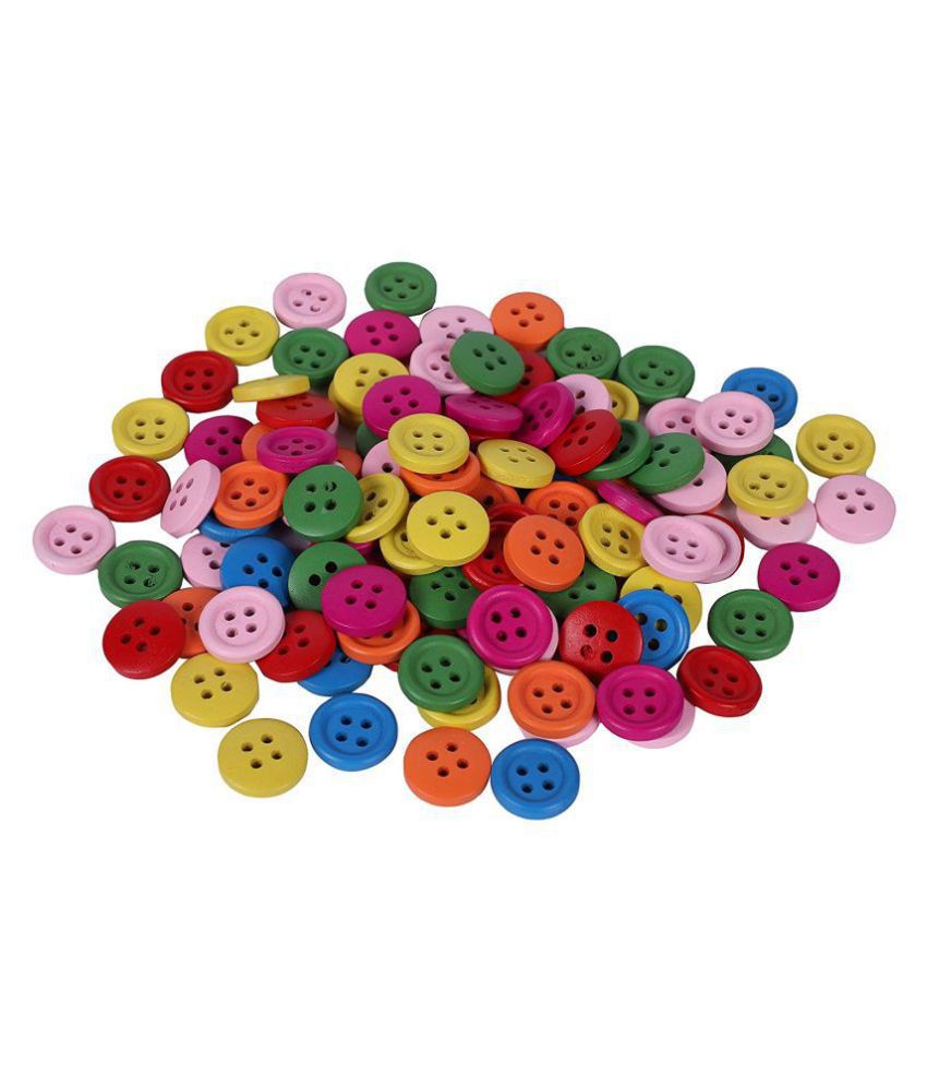     			Multicolored Wooden Buttons, 50 pcs, Size 2 x 2 cm, Used in Sewing, Dresses,Scrap Booking, Art & Craft, Decorations etc.