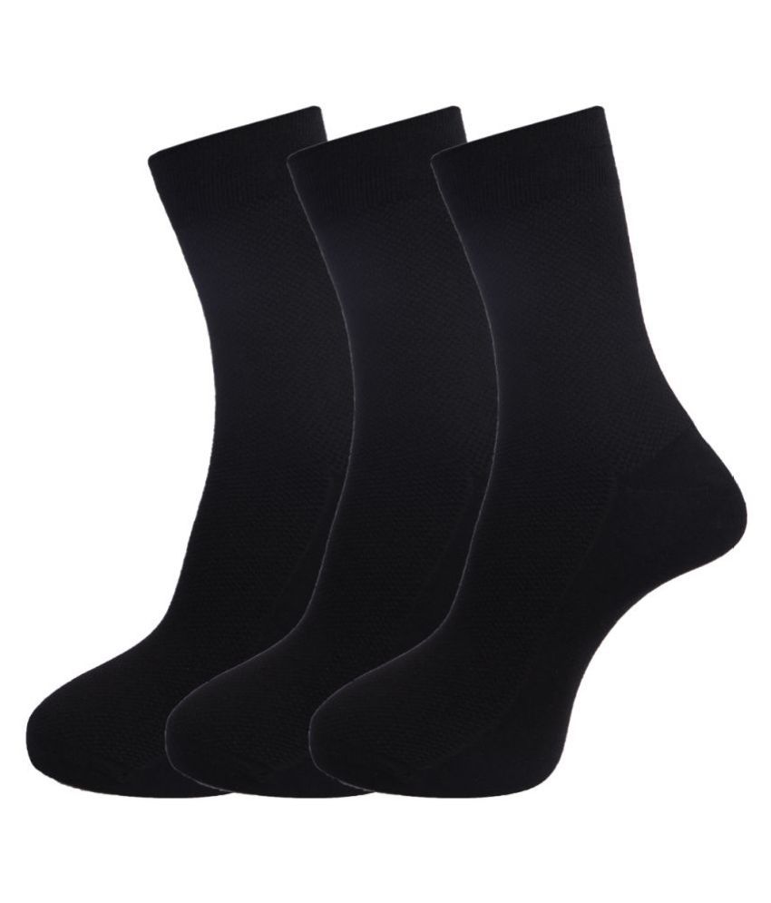     			Dollar Socks Black Casual Mid Length Socks Pack of 3